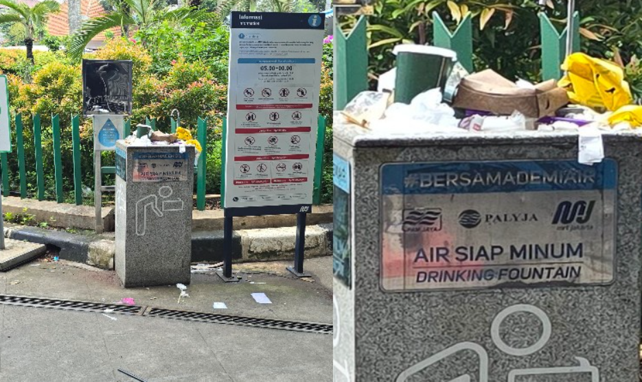 Keran Air Minum di Stasiun MRT Jakarta Jadi Tempat Sampah, Netizen Geram